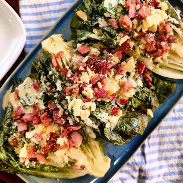 Charred cos lettuce hearts